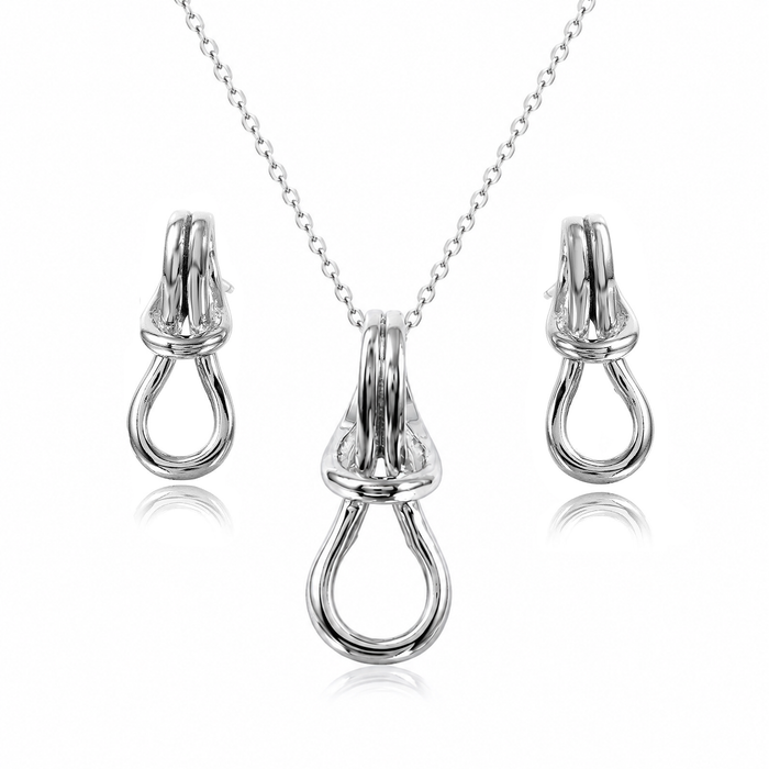 Rhodium Plated 925 Silver Knot Mounting Set - BGS00464