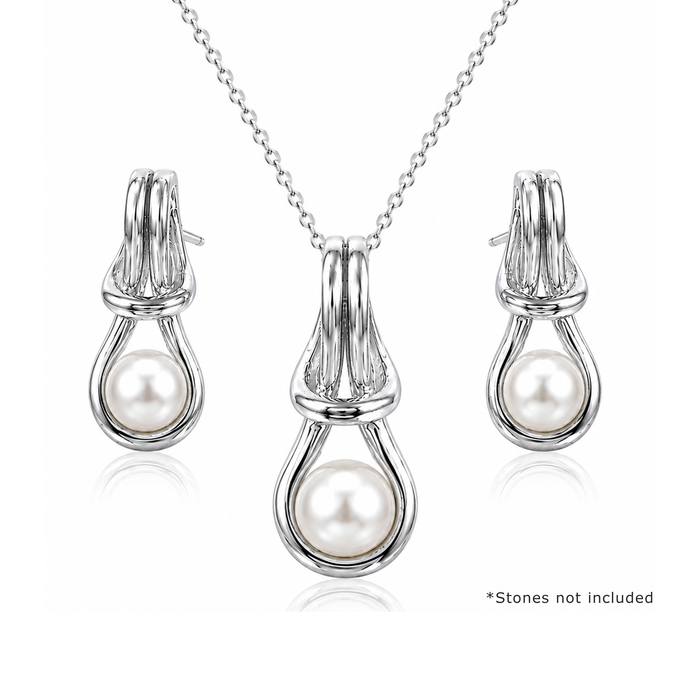 Rhodium Plated 925 Silver Knot Mounting Set - BGS00464