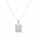 Rhodium Plated 925 Silver Rectangle Micro Pave CZ Pendant Necklace - ACP00053