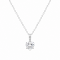 Rhodium Plated 925 Sterling Silver 0.8 Carat Solitaire Heart  Adjustable Pendant Necklace - MDGP00007