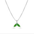 Rhodium Plated 925 Sterling Silver 10mm x 10mm Green Whale Tail Adjustable Necklace - TGN00007