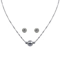 Rhodium Plated 925 Sterling Silver 3 Beads Singapore Chain Necklace & Earring Set - STS00556