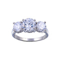 Rhodium Plated 925 Sterling Silver 3 CZ Bridal Ring - STR00781 | Silver Palace Inc.