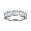 Rhodium Plated 925 Sterling Silver 5 Station Baguette CZ Ring - BGR01312 | Silver Palace Inc.