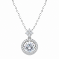 Rhodium Plated 925 Sterling Silver 6.5mm Dancing Moissanite Stone Adjustable Pendant Necklace - MDGP00008