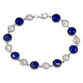 Silver 925 Rhodium Plated 9mm Alternating Round Blue and Clear CZ Tennis Bracelet - BGB00302BLU | Silver Palace Inc. #color_blue