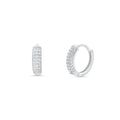 Rhodium Plated 925 Sterling Silver 9mm Lab Grown Diamond Huggie Hoops Earrings - LGME00012