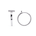 Rhodium Plated 925 Sterling Silver Bar Huggie Hoop 13mm Earring - TGE00001