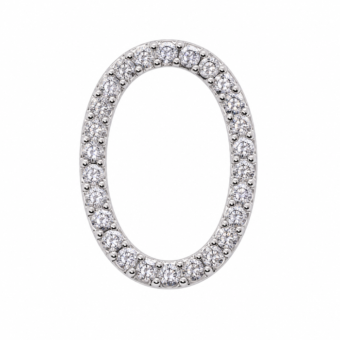Rhodium Plated 925 Sterling Silver Bold CZ Initial Charm Pendant-SPP00102