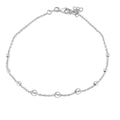 Silver 925 Rhodium Plated Cable Bead Charm Adjustable Anklet - SOA00031 | Silver Palace Inc.