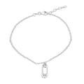 Silver 925 Rhodium Plated Cable Safety Pin Charm Clear CZ Adjustable Anklet - SOA00032 | Silver Palace Inc.