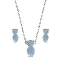 Rhodium Plated 925 Sterling Silver Cat Set - STS00544 | Silver Palace Inc.