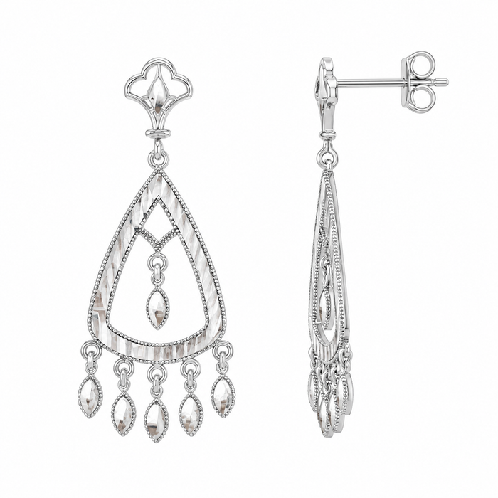 Rhodium Plated 925 Sterling Silver Chandelier Earrings - SPE00030 | Silver Palace Inc.