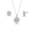 Rhodium Plated 925 Sterling Silver Clear Baguette Flower CZ Set - BGS00140 | Silver Palace Inc.