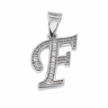Rhodium Plated 925 Sterling Silver Cursive CZ  Initial Charm Pendant-SPP00101