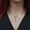 Rhodium Plated 925 Sterling Silver Cut Out Dangle Heart Necklace - SPN00028