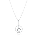 Rhodium Plated 925 Sterling Silver Cut Out Dangled Flower Necklace - SPN00029