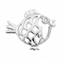 Rhodium Plated 925 Sterling Silver CZ  Fish Pendant- CHARM00205