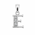 Rhodium Plated 925 Sterling Silver CZ Initial Charm Pendant-SPP00099