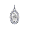 Rhodium Plated 925 Sterling Silver CZ Mary Hip Hop Pendant - SLP00280RH | Silver Palace Inc.
