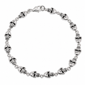 Rhodium Plated 925 Sterling Silver CZ Multi Skull Men's Bracelet- STBM047