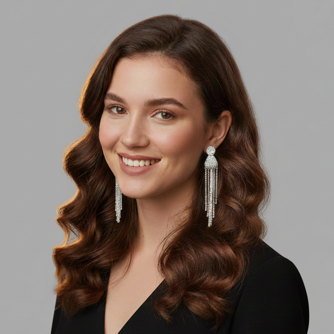 Silver 925 Rhodium Plated CZ Teardrop Chain Dangling Earrings - BGE00598 | Silver Palace Inc.