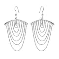 Silver 925 Rhodium Plated Dangling Chain Earrings - SOE00019 | Silver Palace Inc.