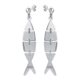 Silver 925 Rhodium Dangling Flexible Fish Earrings - SOE00027 | Silver Palace Inc.