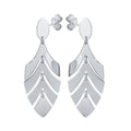 Silver 925 Rhodium Dangling Flexible Half Leaves Earrings - SOE00031 | Silver Palace Inc.