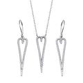 Rhodium Plated 925 Sterling Silver Dangling Open Heart CZ Set - STS00531 | Silver Palace Inc.