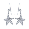 Silver 925 Rhodium Dangling Starfish Earrings - SOE00038 | Silver Palace Inc.