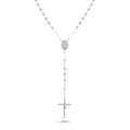 Rhodium Plated 925 Sterling Silver DC 3mm Rosary Necklace - GMN00249 | Silver Palace Inc.