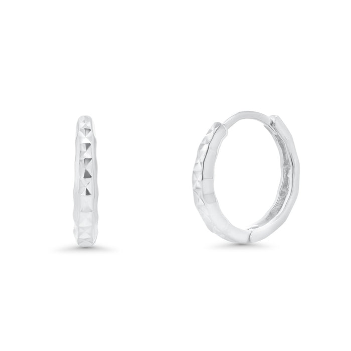 Rhodium Plated 925 Sterling Silver DC Dainty 11.5mm Hoop Earrings - GME00161