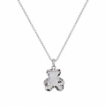 Rhodium Plated 925 Sterling Silver Diamond Cut Dainty Teddy Bear Pearl Necklace - TGN00012