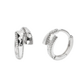 Rhodium Plated 925 Sterling Silver Diamond Cut Geometric Hoop Earrings - TGE00045