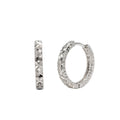 Rhodium Plated 925 Sterling Silver Diamond Cut Hoop Earrings - TGE00040