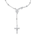 Rhodium Plated 925 Sterling Silver Diamond Cut Rosary Bracelet- GMB00203