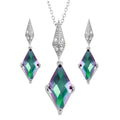 Silver 925 Rhodium Plated Diamond Shape Synthetic Mystic Topaz CZ Set - BGS00579 | Silver Palace Inc.