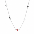 Rhodium Plated 925 Sterling Silver Enamel Multi Color Butterfly Necklace - TGN00021