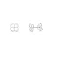 Rhodium Plated 925 Sterling Silver Geometric Clover Stud Earrings - TGE00031