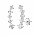 Rhodium Plated 925 Sterling Silver Graduated CZ Climber Earring - BGE00659