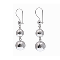 Rhodium Plated 925 Sterling Silver Graduated Round Faceted Bead Earrings - DSE00075