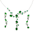 Silver 925 Rhodium Plated Green CZ Necklace and Dangling Earring Set - BGS00560 | Silver Palace Inc.