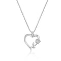 Rhodium Plated 925 Sterling Silver Heart Rose Necklace Pendant - SOP00183