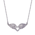 Rhodium Plated 925 Sterling Silver Heart Wings Adjustable Necklace - BGP01444 | Silver Palace Inc.