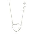 Silver 925 Rhodium Plated Heart "Wish" Necklace - STP01128-WISH | Silver Palace Inc.