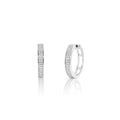Rhodium Plated 925 Sterling Silver Huggie Moissanite Studded 14.5mm Hoop Earring - MDGE00004