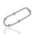 Rhodium Plated 925 Sterling Silver Iced Out Flower 10mm Monaco Necklace - GMN00240