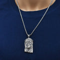 Rhodium Plated 925 Sterling Silver Jesus Christ Clear Moissanite Pendant - MGMP00203