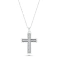 Rhodium Plated 925 Sterling Silver Lab Grown Diamond 34mm x 21mm Cross Pendant Necklace - LGMN00009